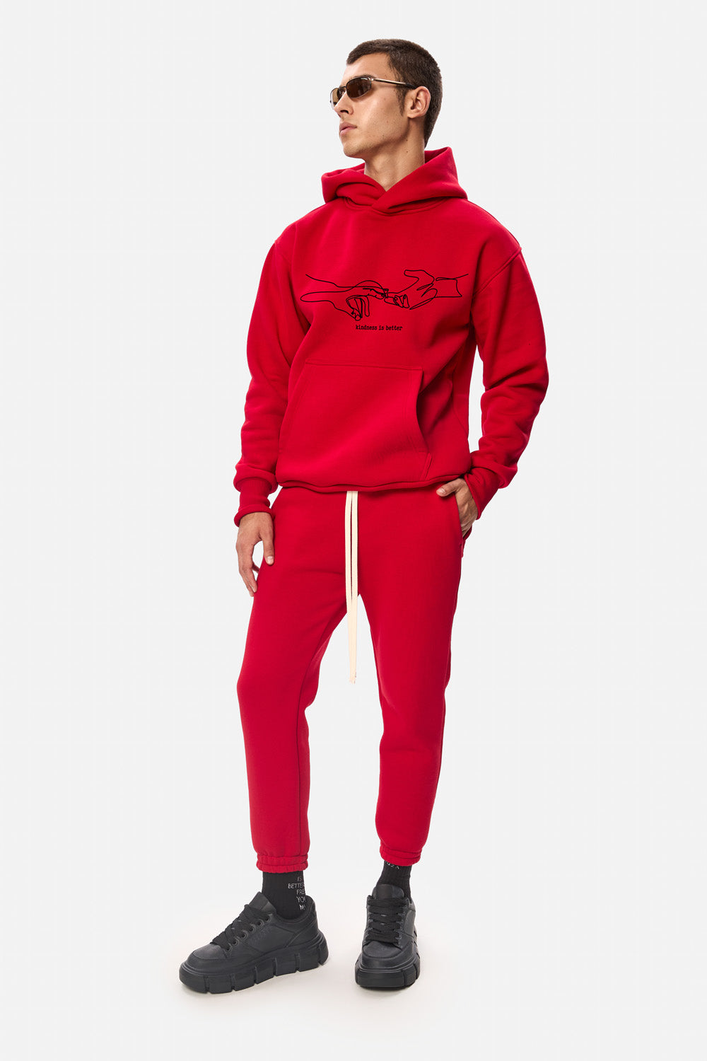 Flame Embroidered Fleece Hoodie