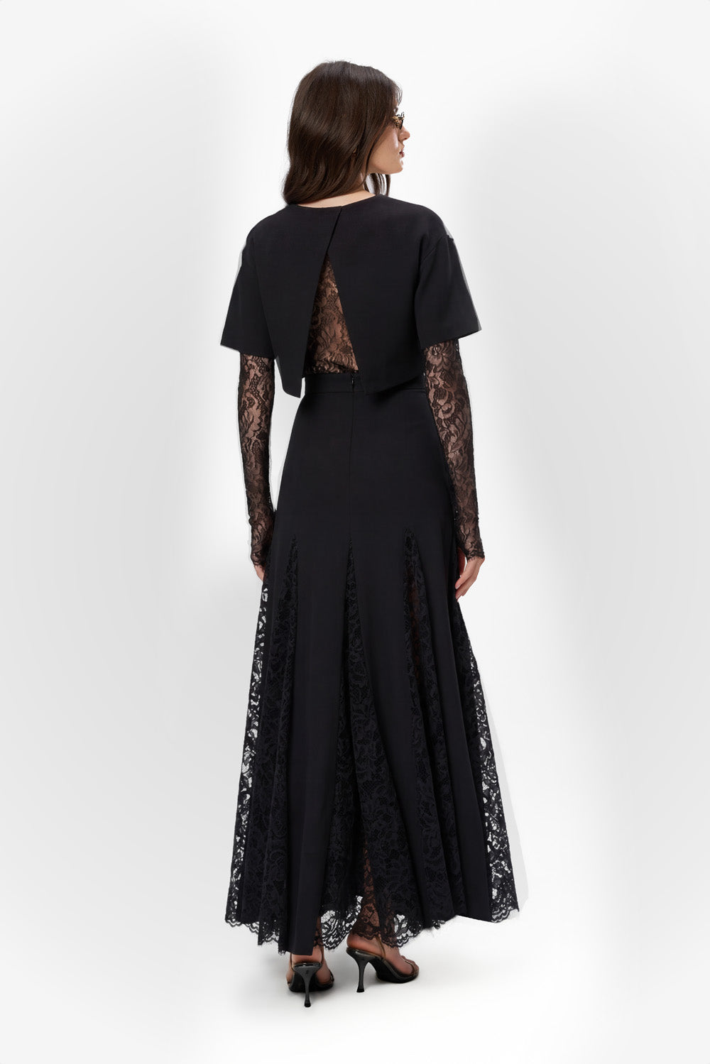 Spódnica Snowflake z czarnymi koronkami