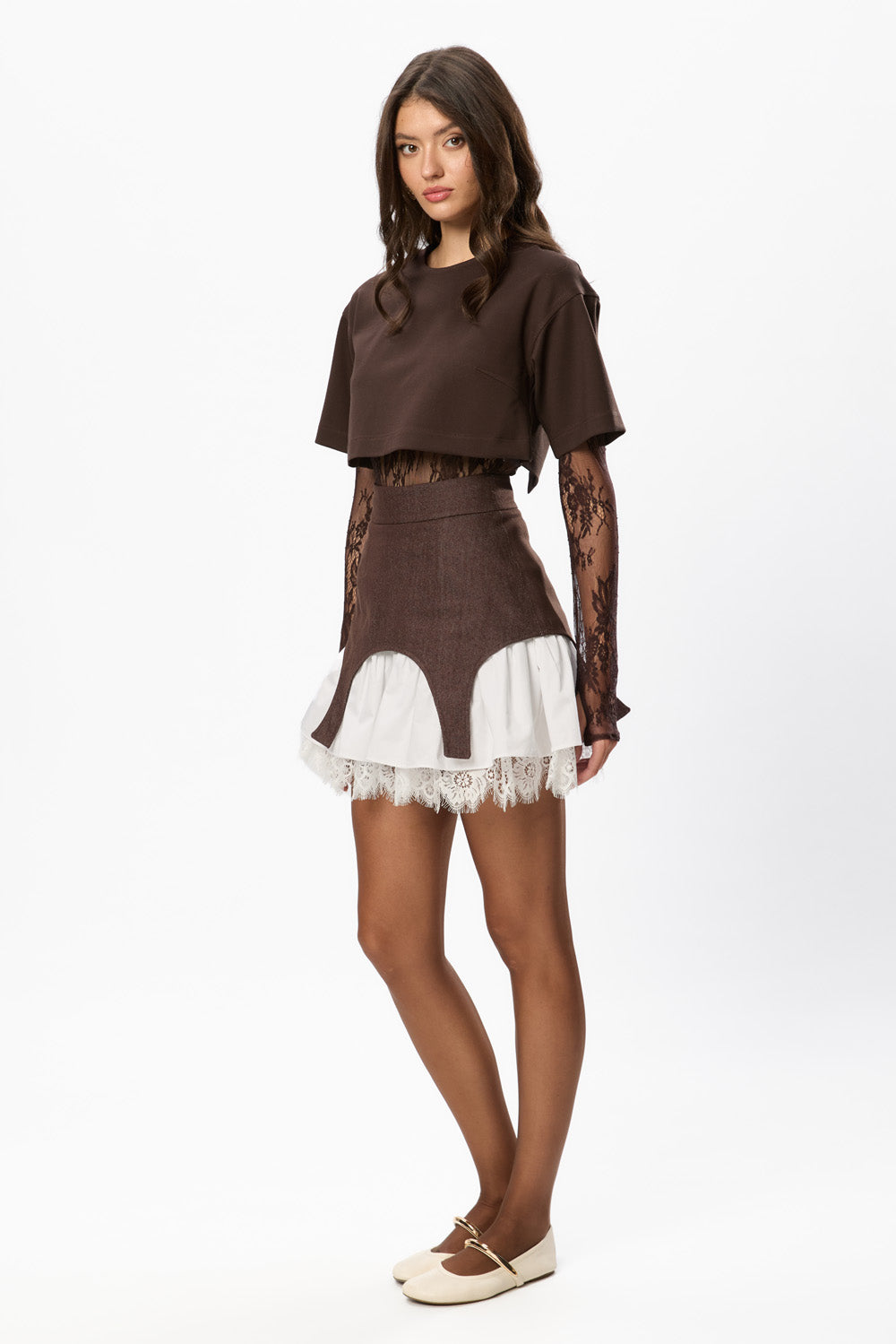 Black Swan  in Brown Denim Skirt