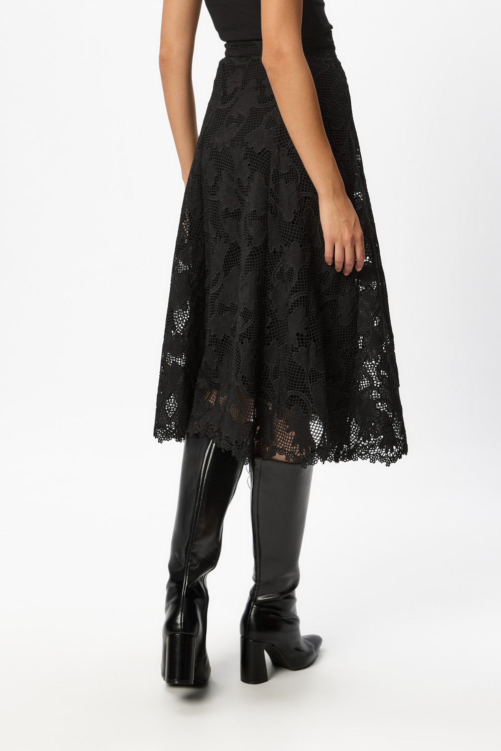 Snowflake Black Midi Skirt V3