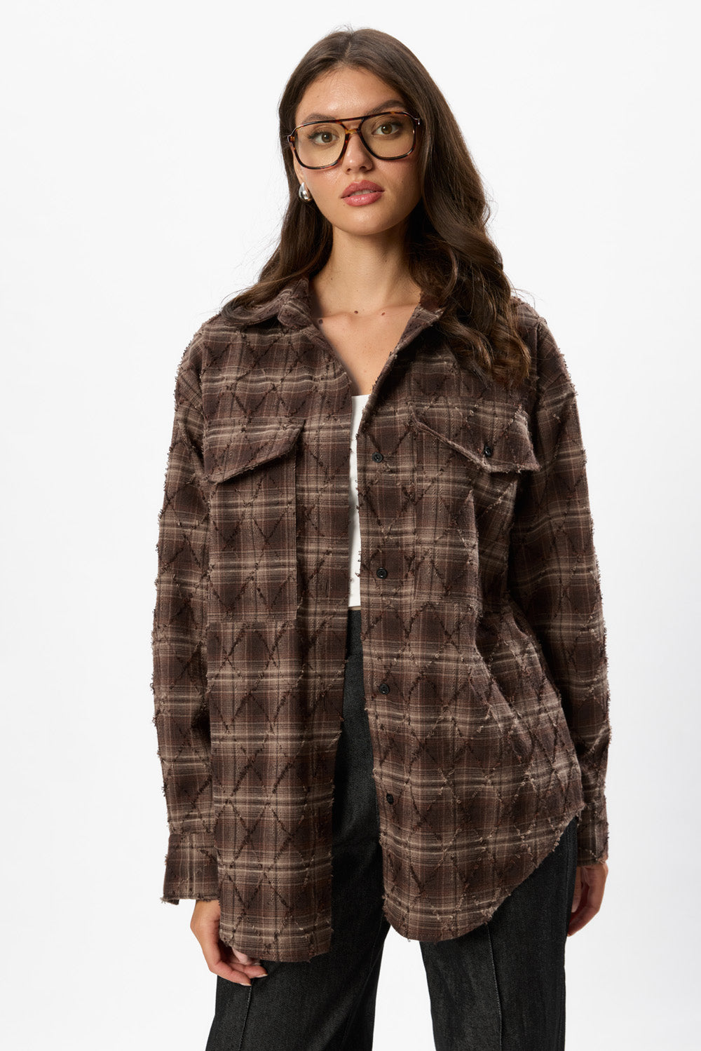 Rombo  Brown Oversized Shirt