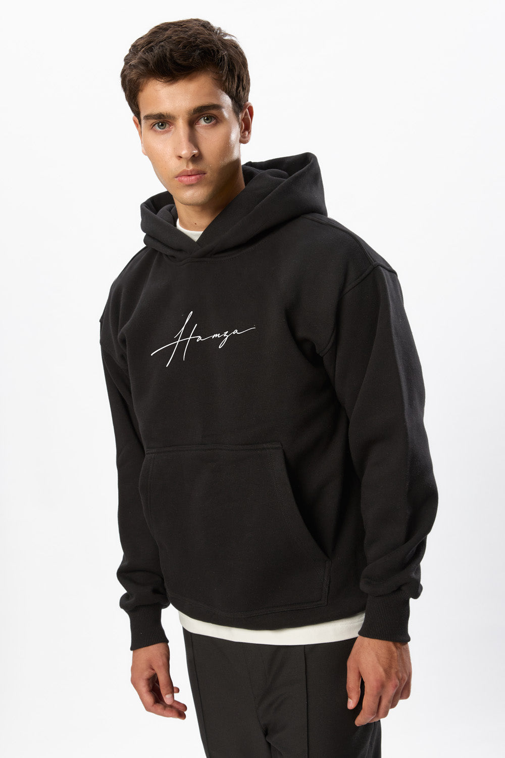 Kara V2 black printed fleece hoodie
