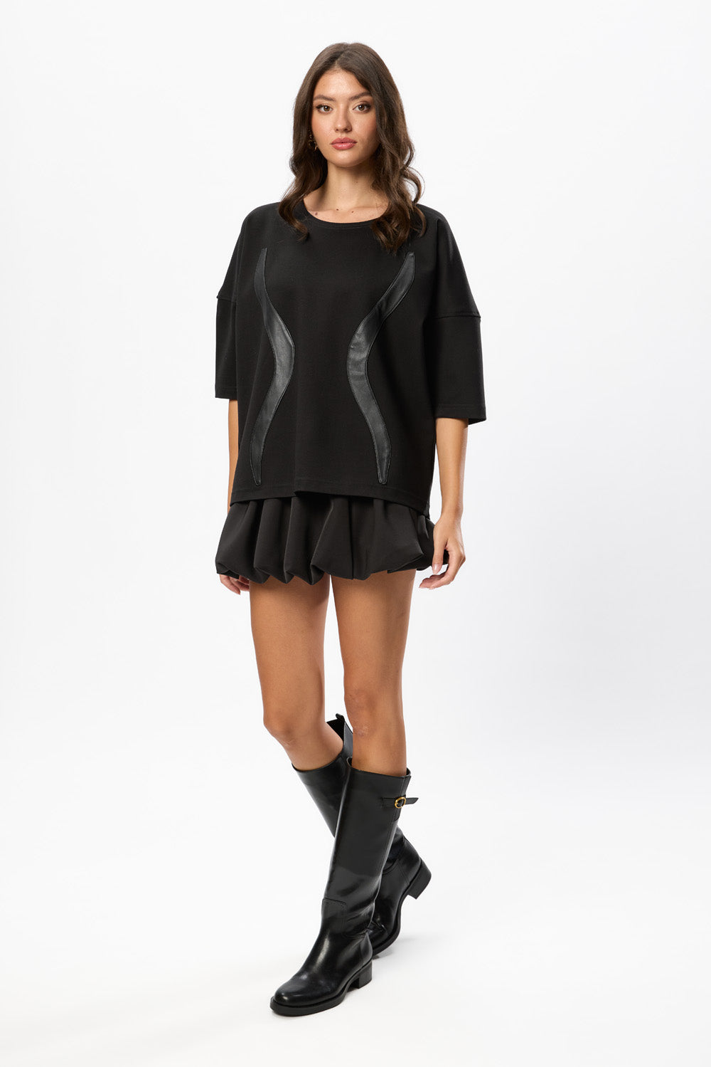 Gitana Black with Leather Stripes T-shirt