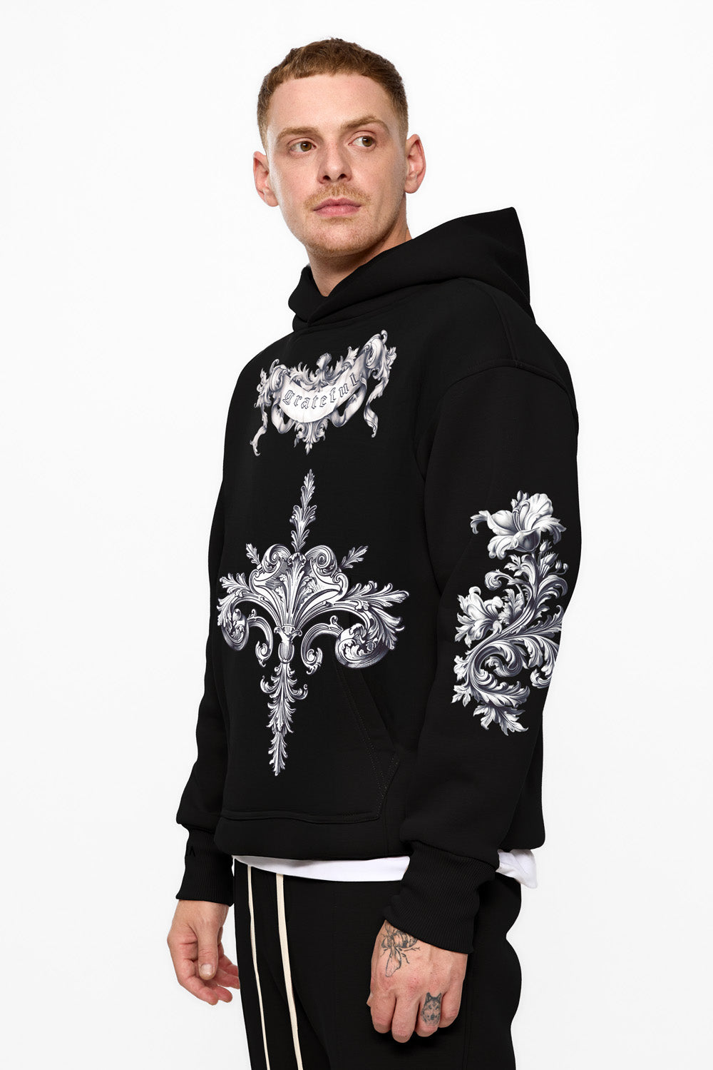 Baroque black fleece Hoodie