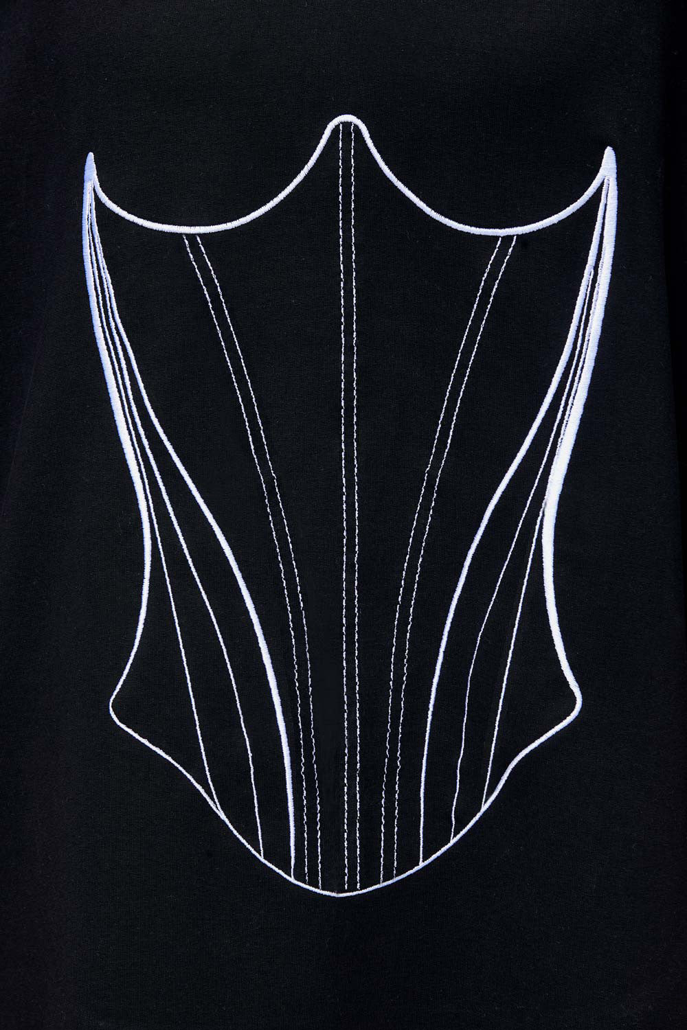 Tricou Rochie cu broderie Corset | Femei | Negru Elegant, Moale & Confortabil | Feminitate & Putere | Atelier Hamza