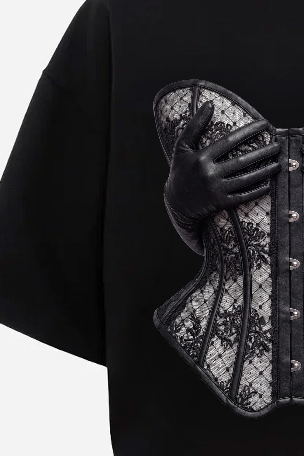 Leather Hands printed Black T-Shirt