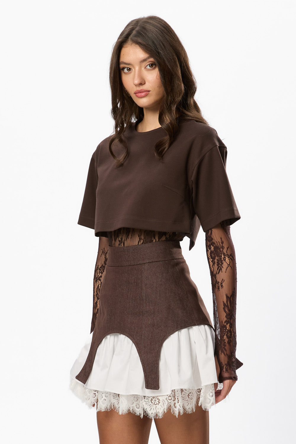 Black Swan  in Brown Denim Skirt