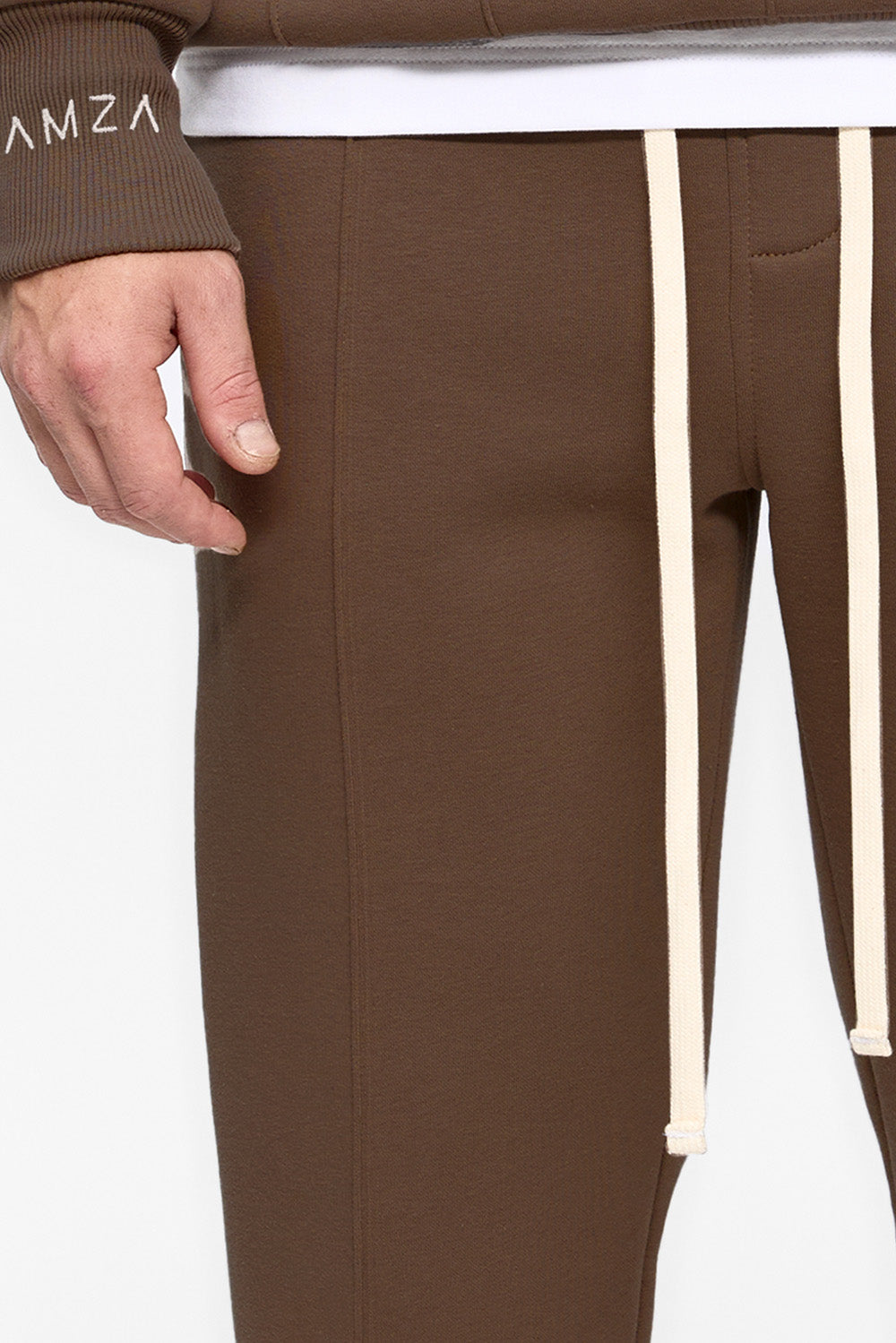 247 fleece Brown sweatpants with decorative stitching