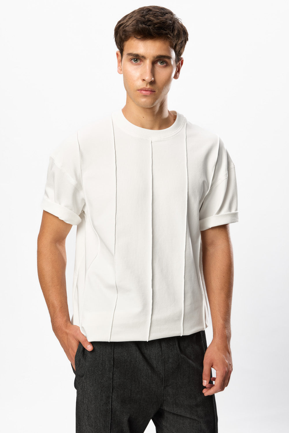 Linea Off White T-shirt with stripes