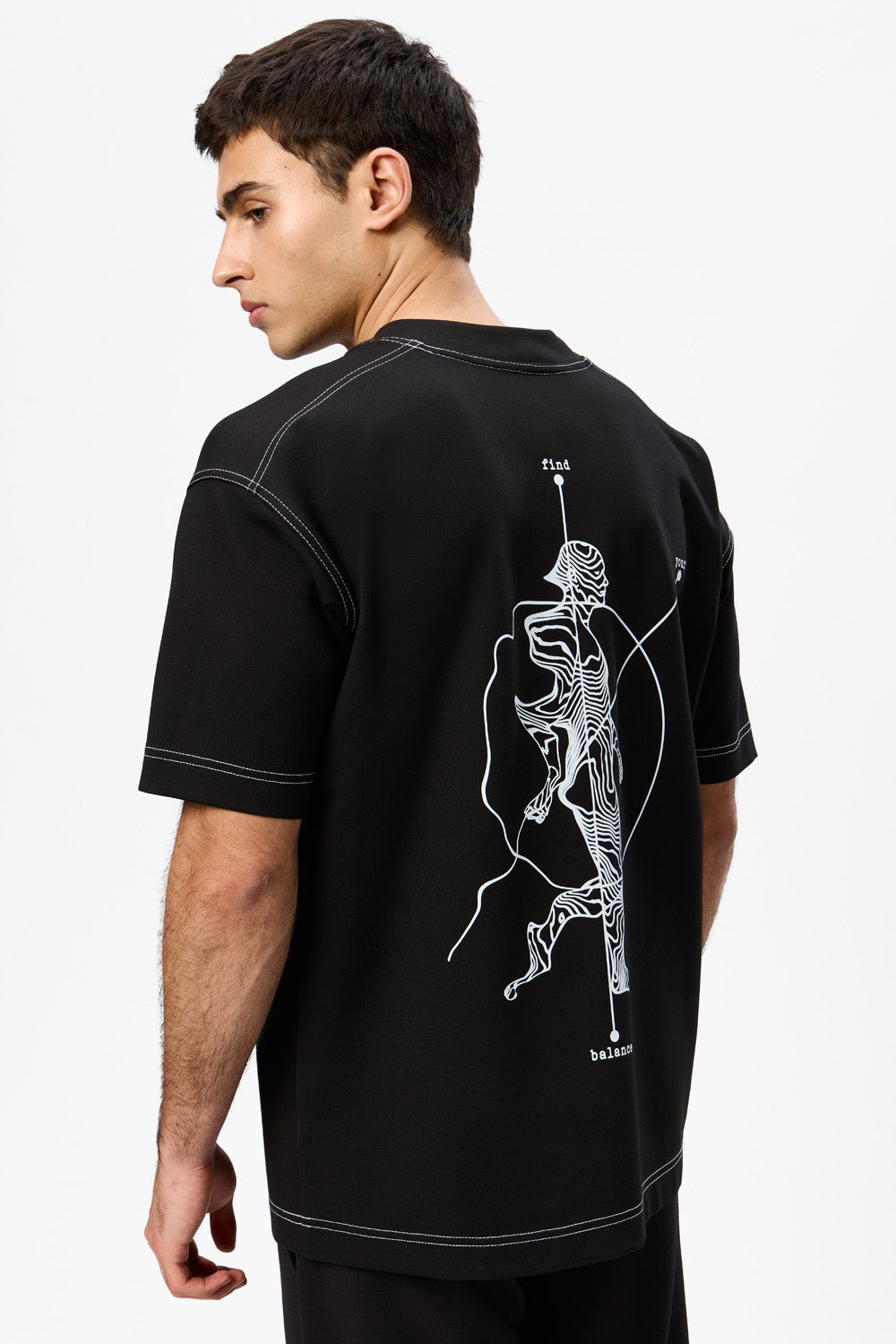 Find Your Balance printed Black T-shirt
