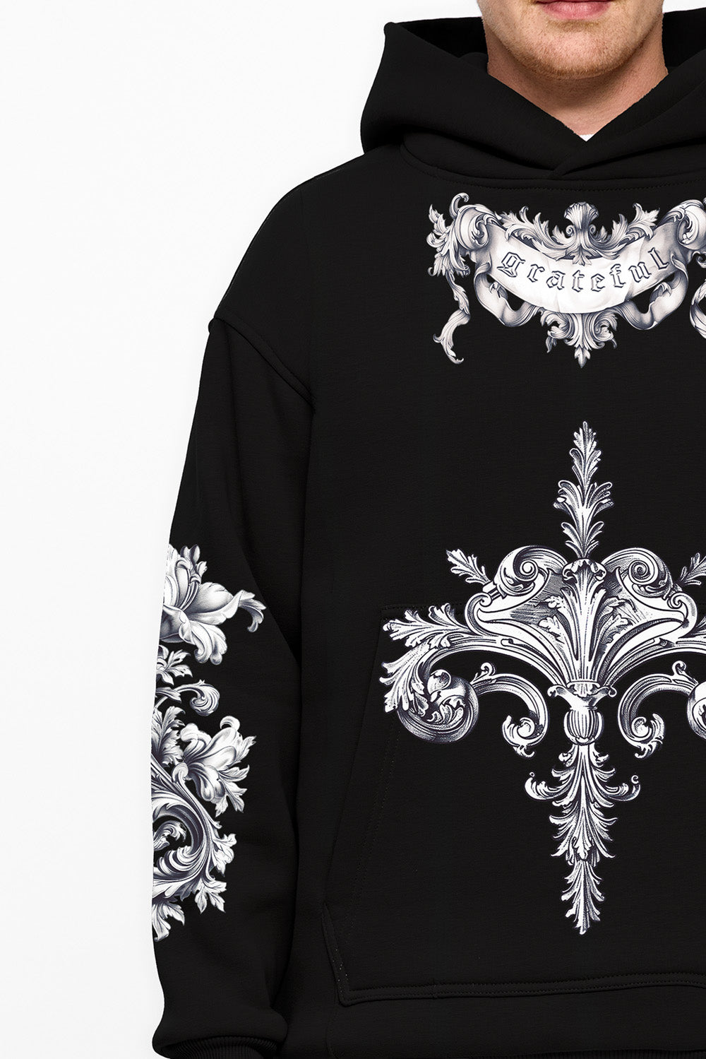 Baroque black fleece Hoodie