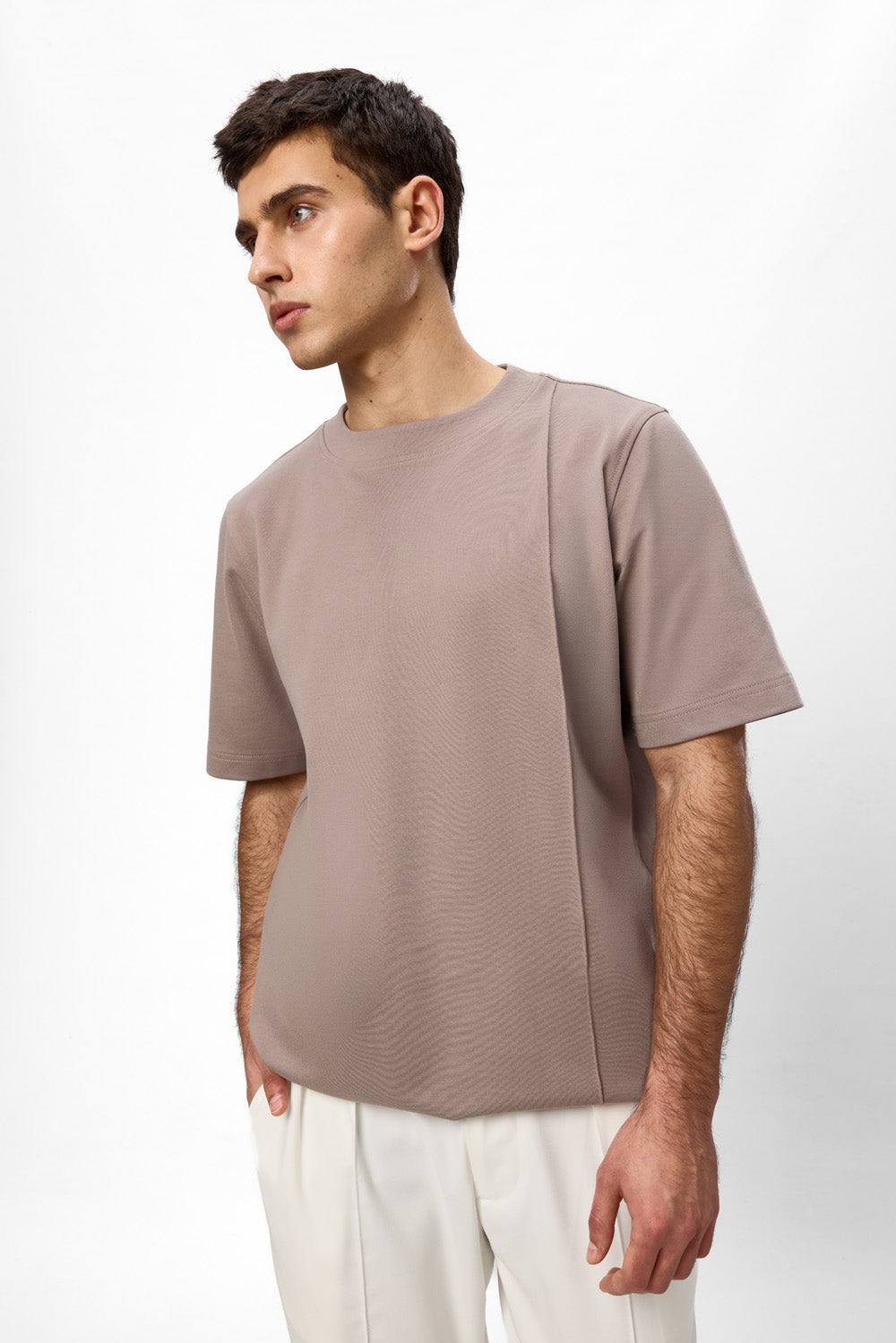 Khan V2 beige seam detail T-shirt