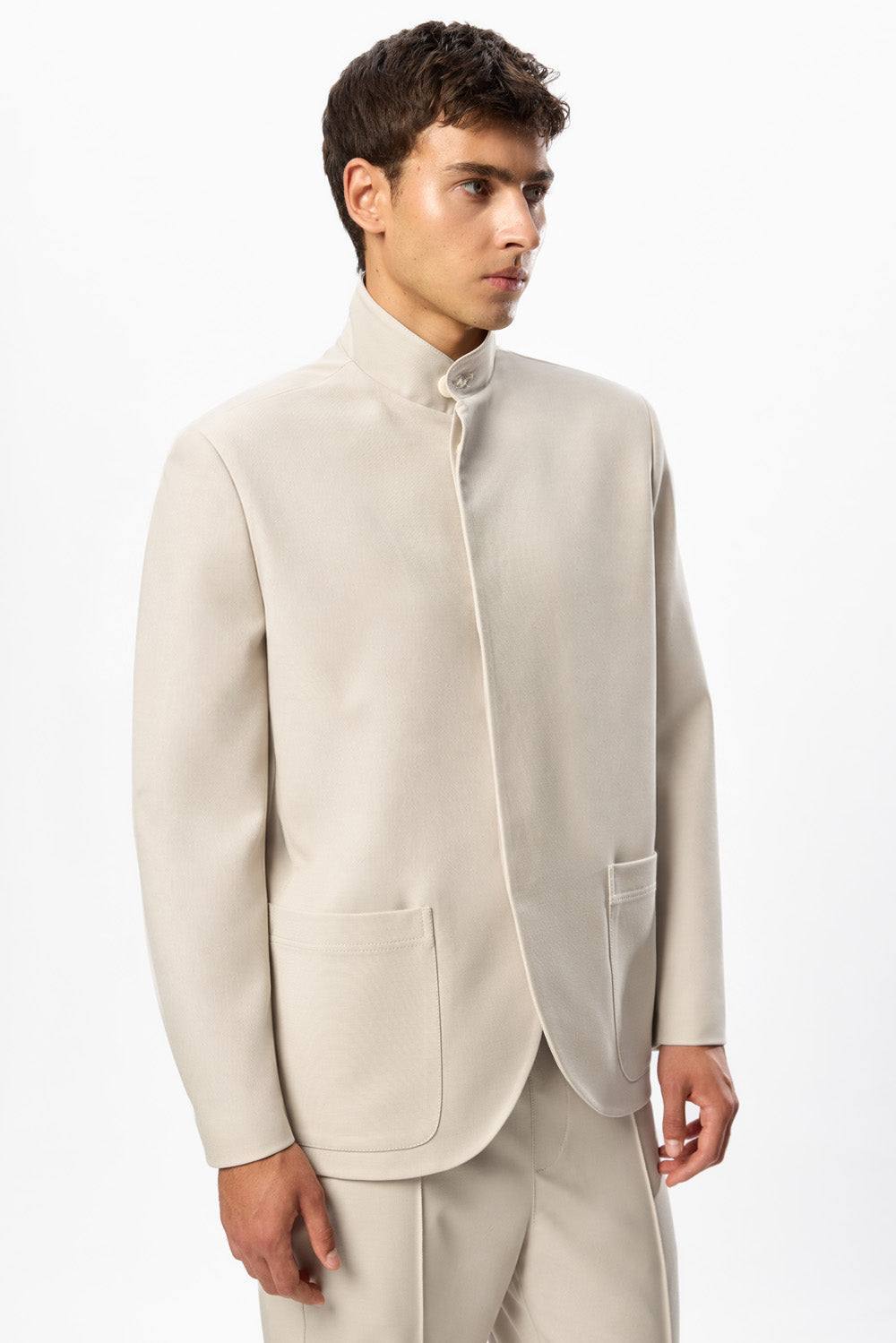 Luce Vanilla Wool Blend Cloth Jacket