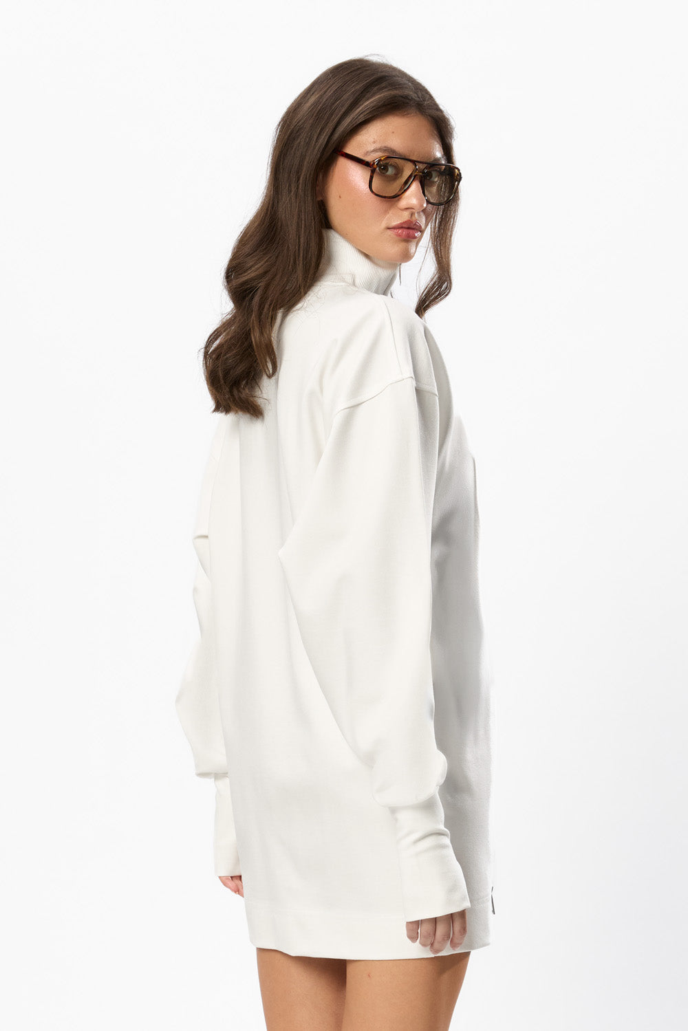 Bipolar Off-White 2-Way Zip  Mini Dress