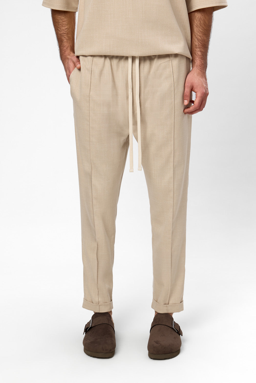 Thom Beige Melange Cloth Pants