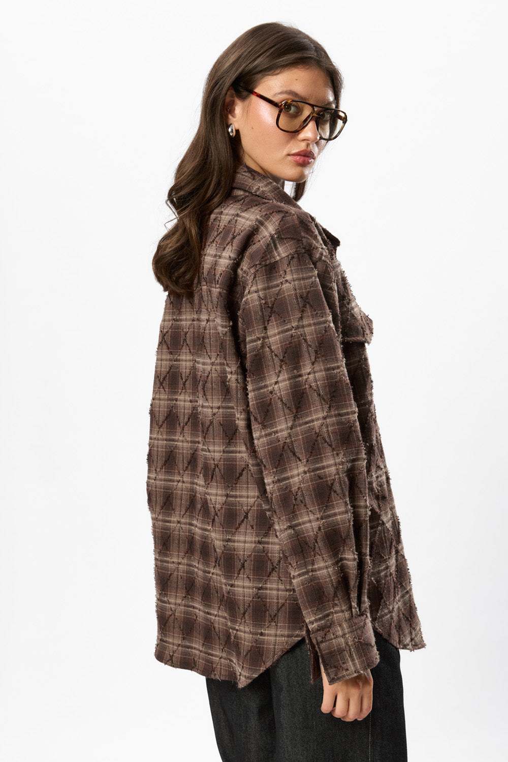Rombo  Brown Oversized Shirt