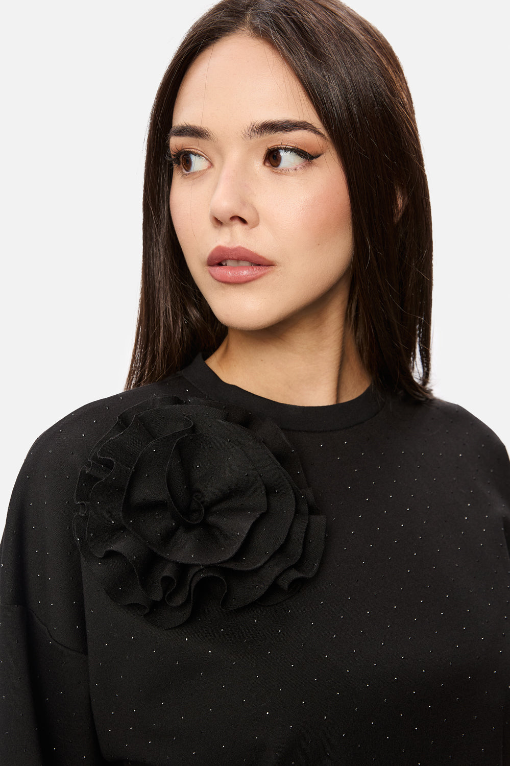 Rosa Black Sweater with Applied Rhinestones W