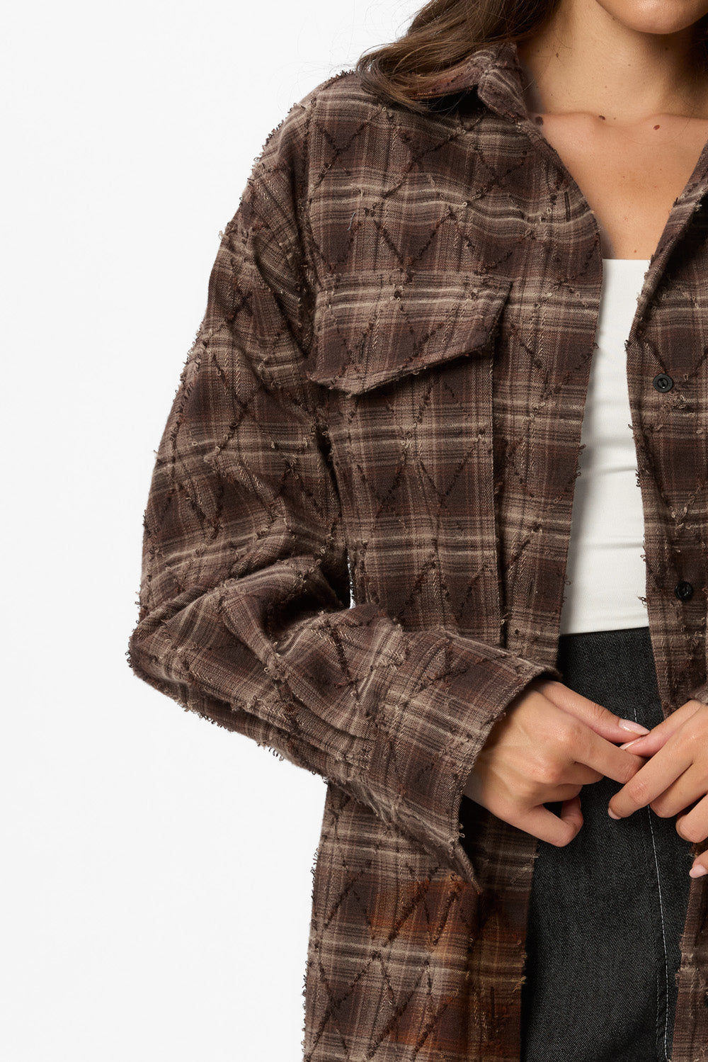 Rombo  Brown Oversized Shirt