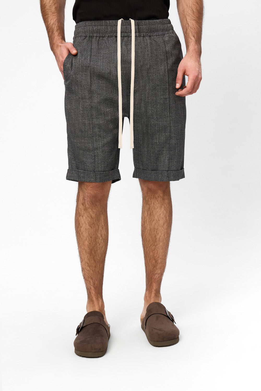 Thomas Grey Melange Cloth Shorts