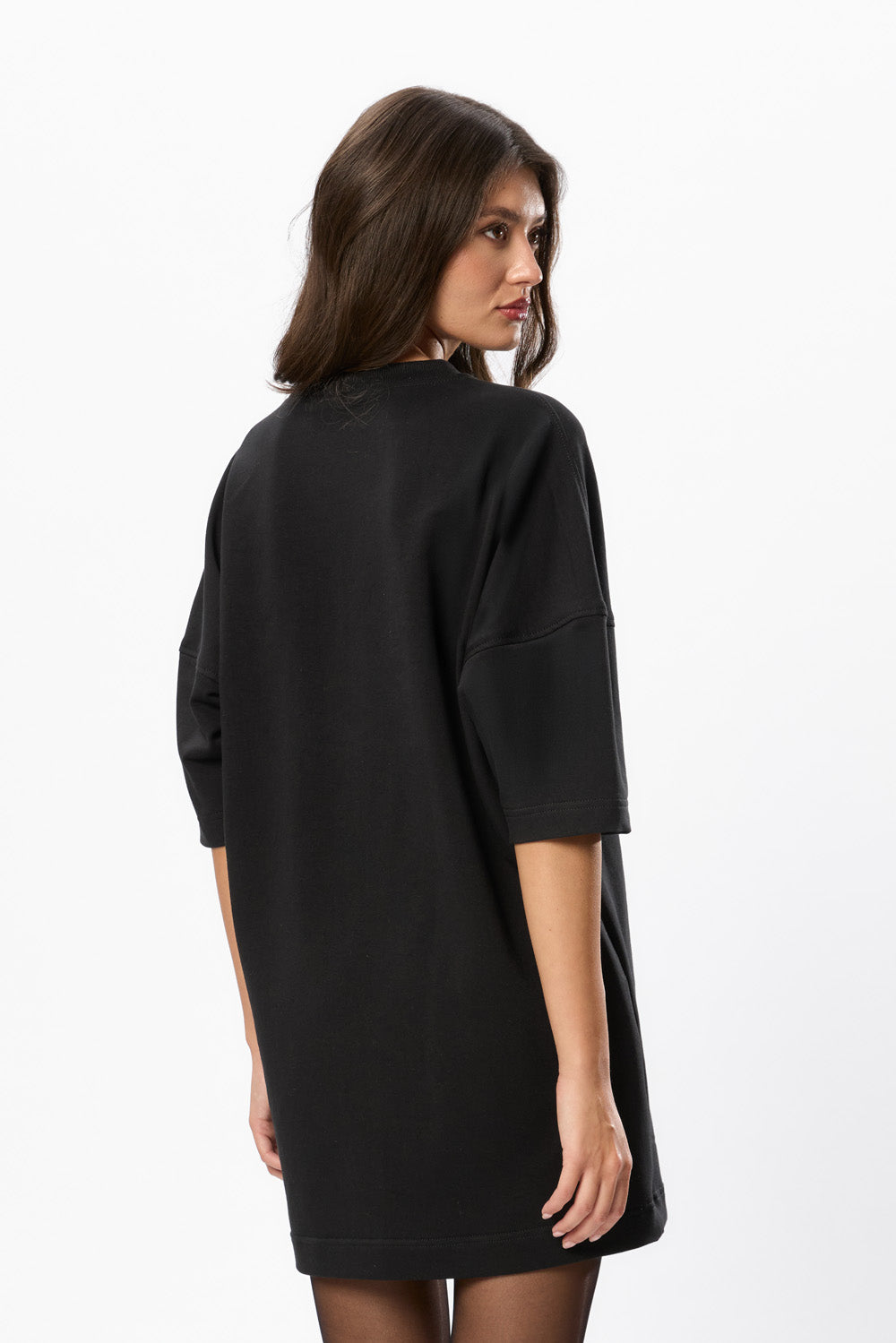 Gitana Mini Dress with Leather Stripes Black