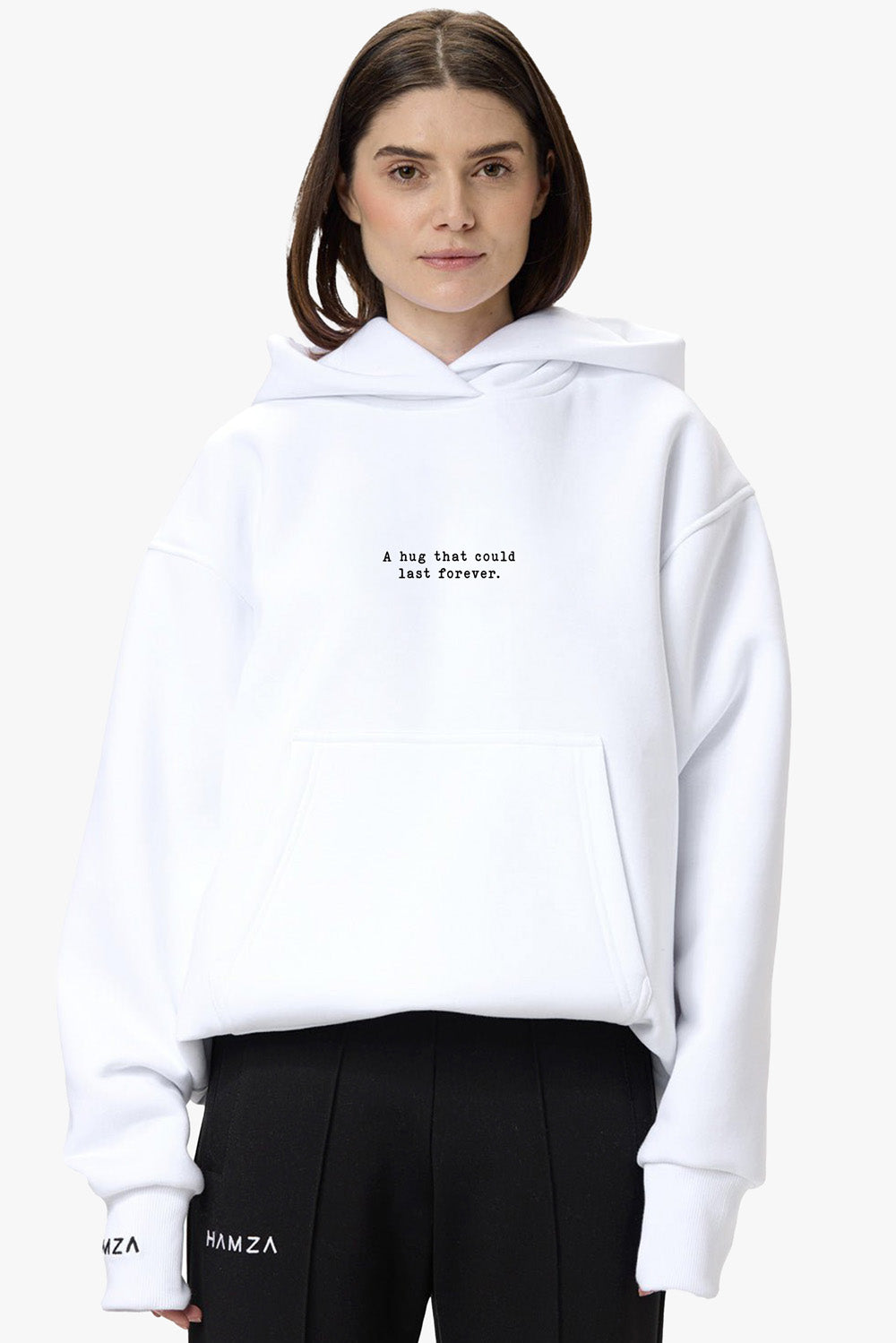 A hug that could last 4ever Printed fleece hoodie w