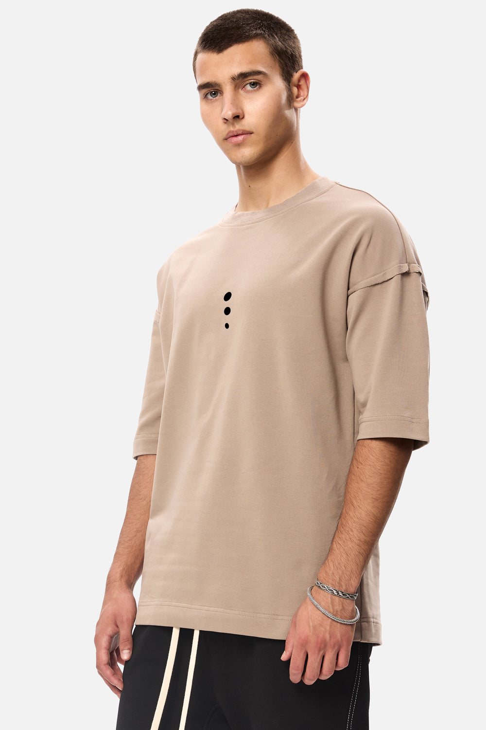 Chakra Beige Embroidered T-shirt