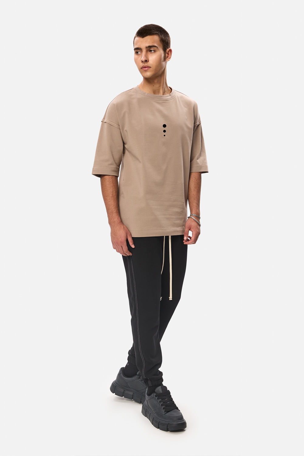 Chakra Beige Embroidered T-shirt