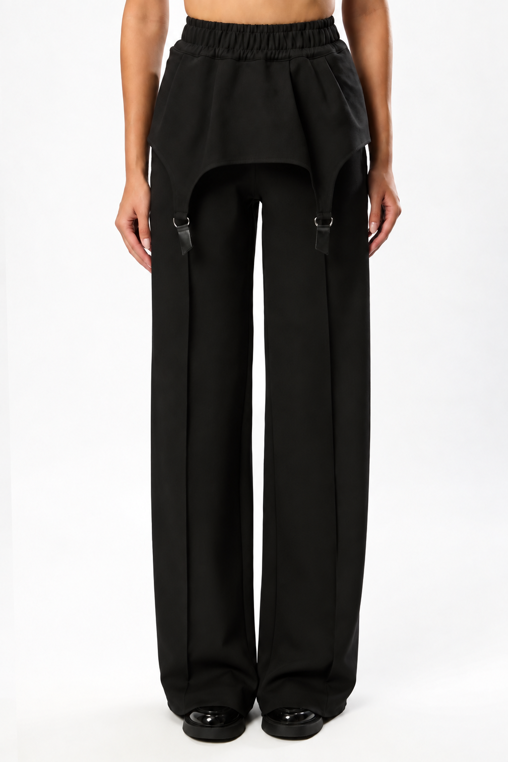 Goddess  Black elastic Pants with garter straps