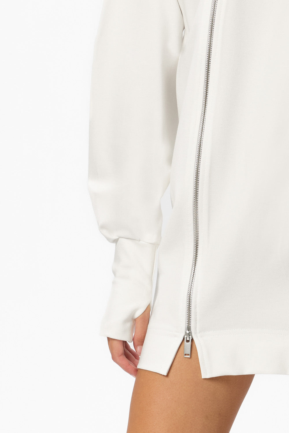 Bipolar Off-White 2-Way Zip  Mini Dress