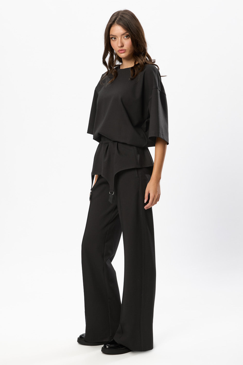 Goddess  Black elastic Pants with garter straps