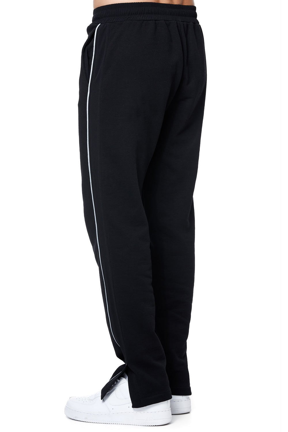 Pantaloni Split pentru bărbați | Bumbac jersey diagonal | Talie reglabilă | Negru | Atelier Hamza