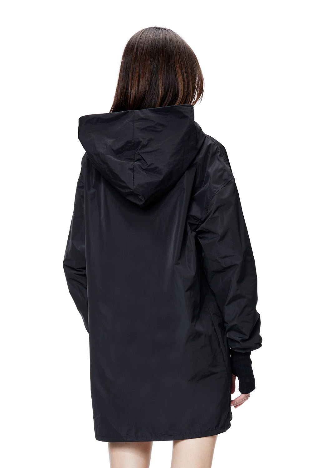 Hanorac damă, negru, rezistent la ploaie, tehnologie impermeabilă, detalii elegante
