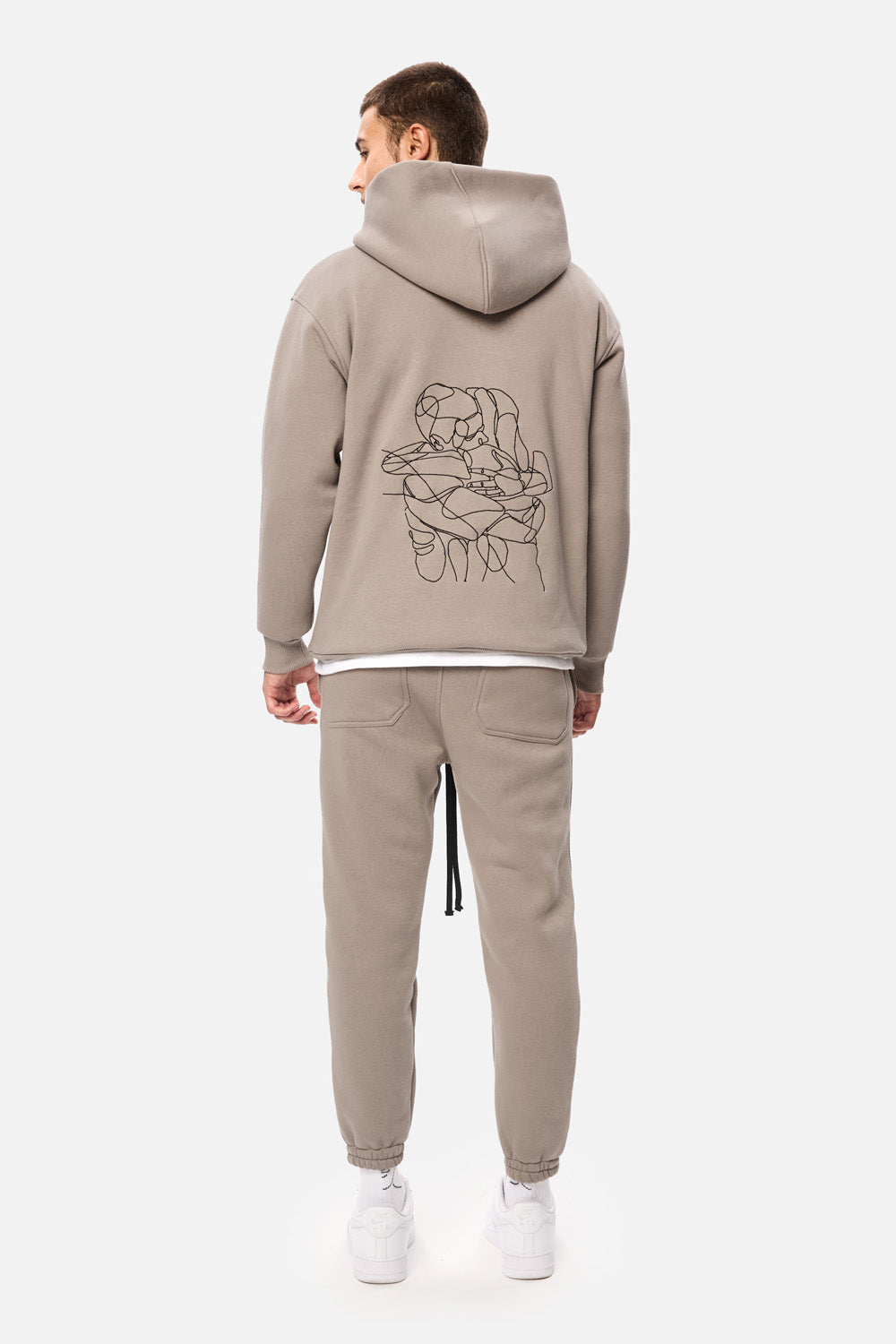 Serotonin Beige Embroidered Fleece Tracksuit