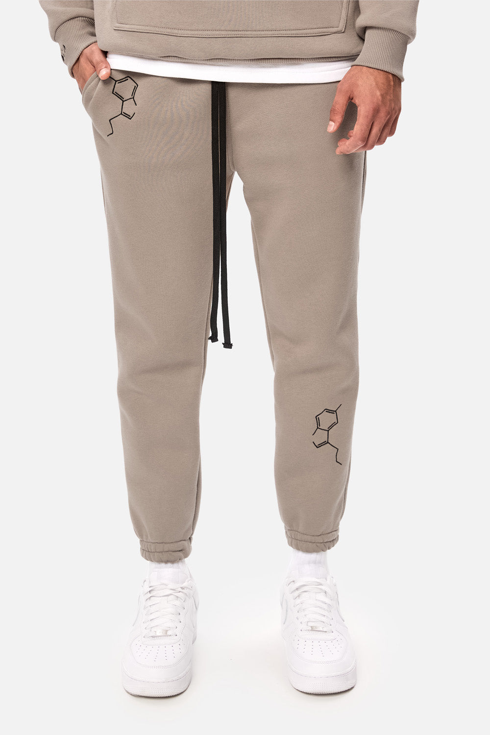 Serotonin Beige Embroidered Fleece Tracksuit