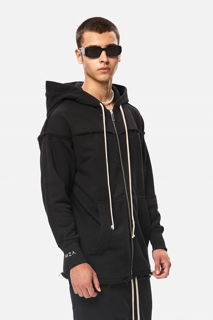 Crudo Black Unfinished edges Hoodie