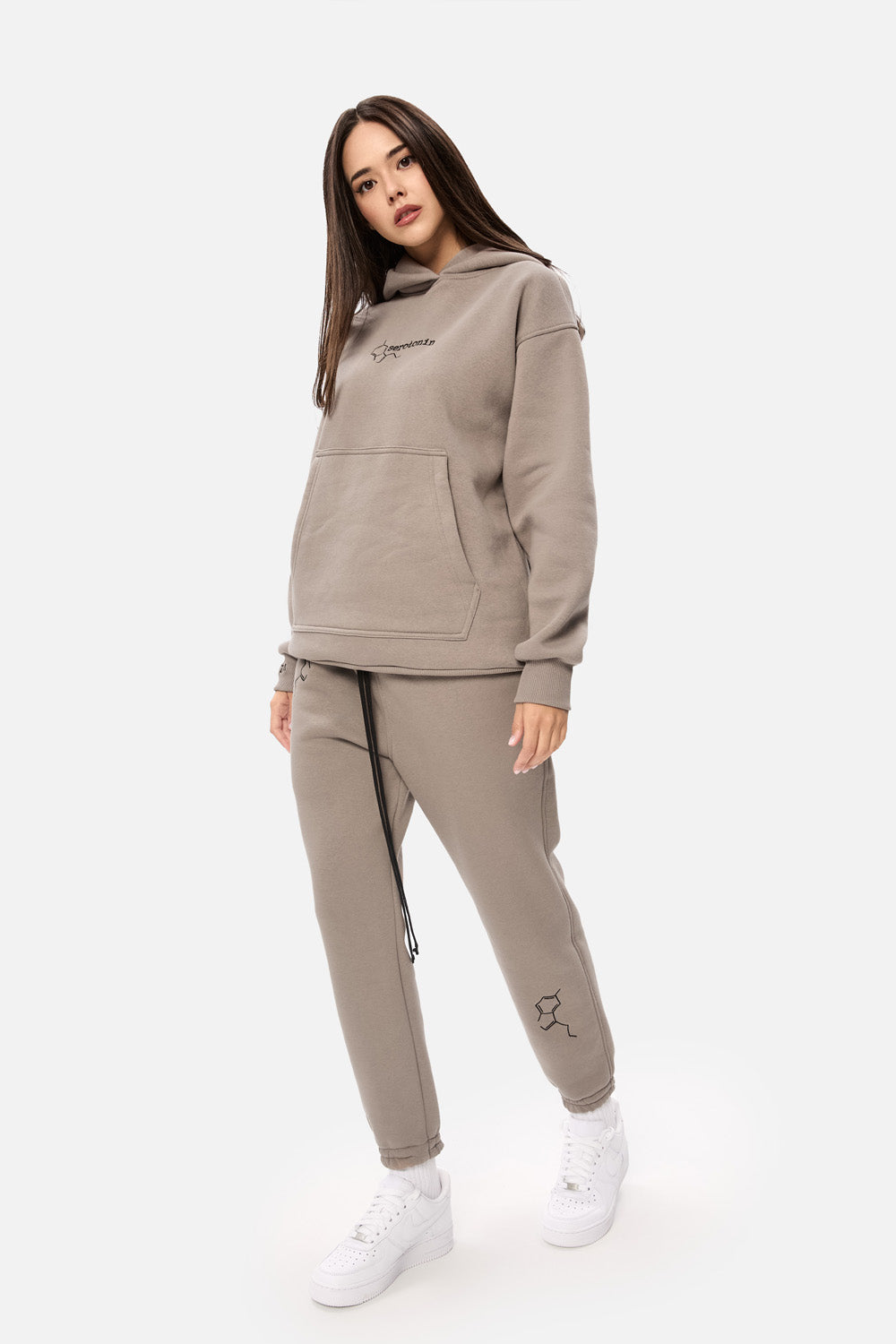 Serotonin Beige Embroidered Fleece Tracksuit W