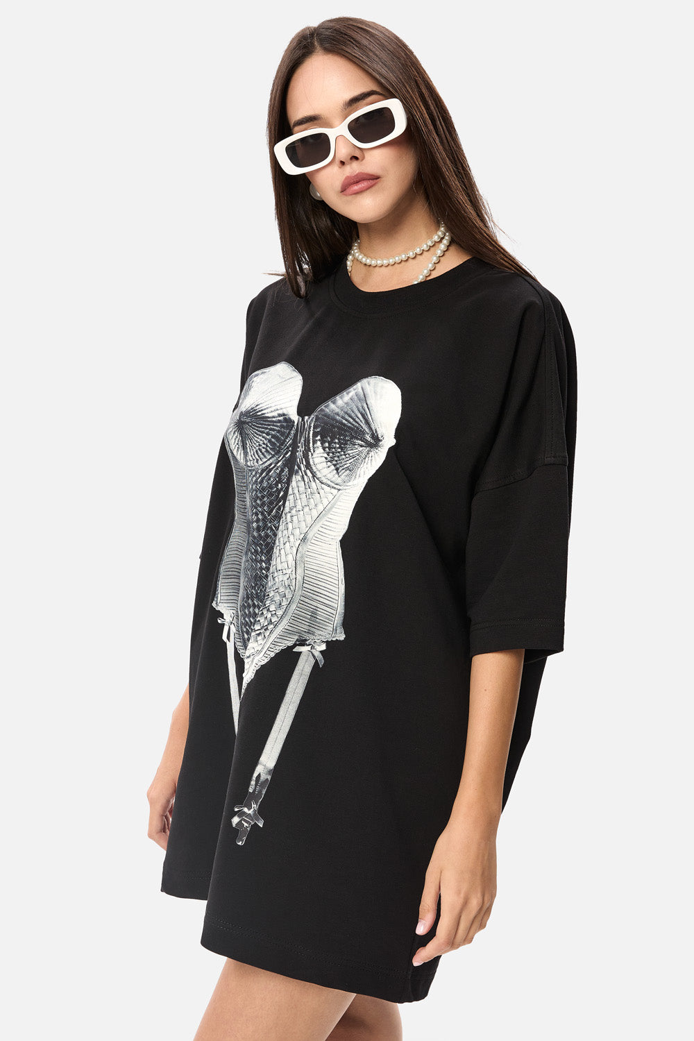 Madona black printed t-shirt dress W