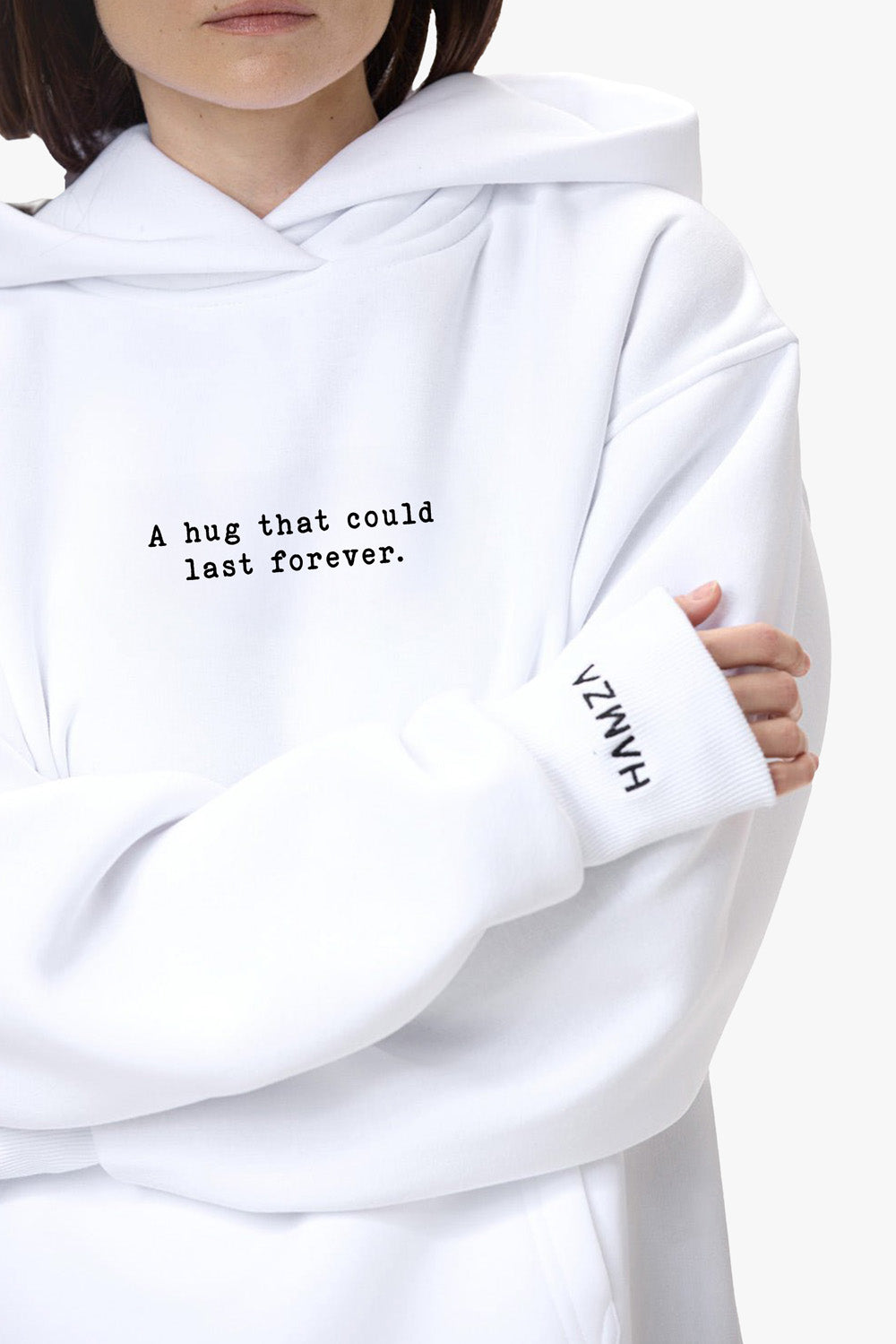 A hug that could last 4ever Printed fleece hoodie w