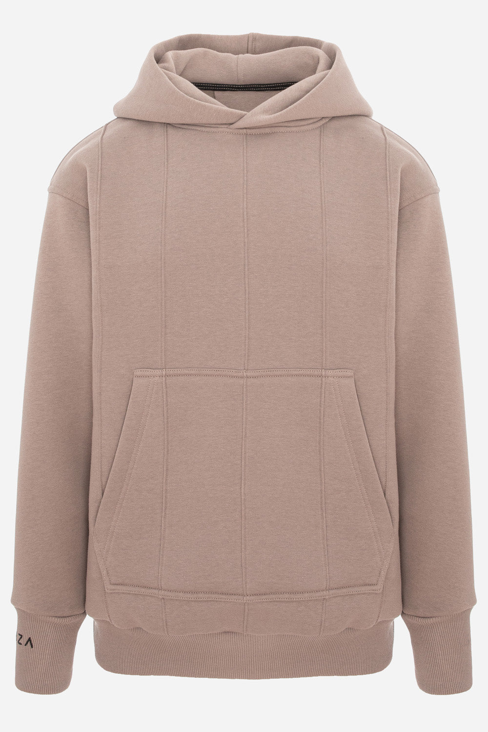 247 beige fleece Hoodie with decorative stitching