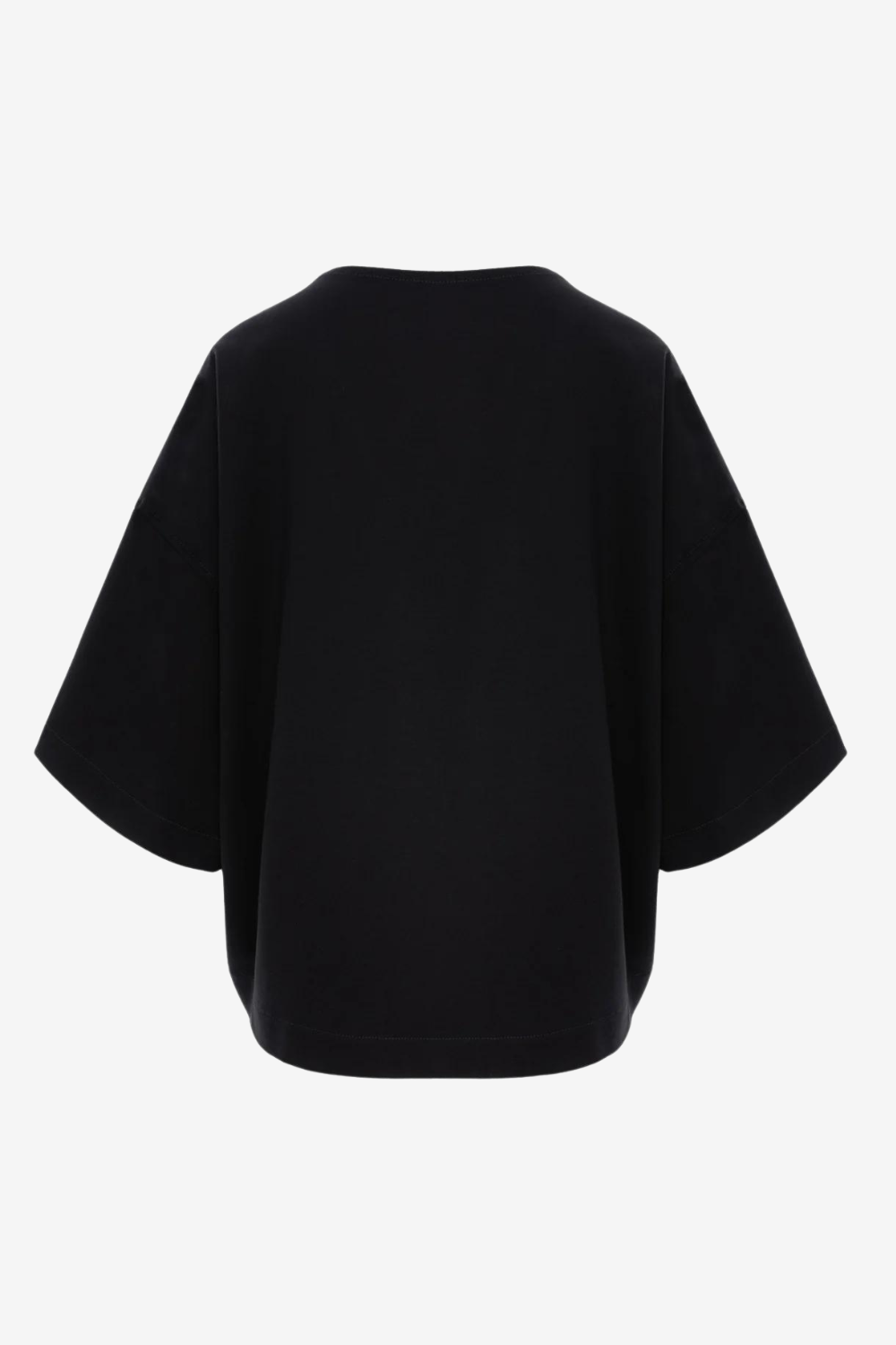 Tricou damă, negru, imprimeu floral Kyo Rose, viscoză premium, croială oversized, detalii elegante (mâneci clopot).