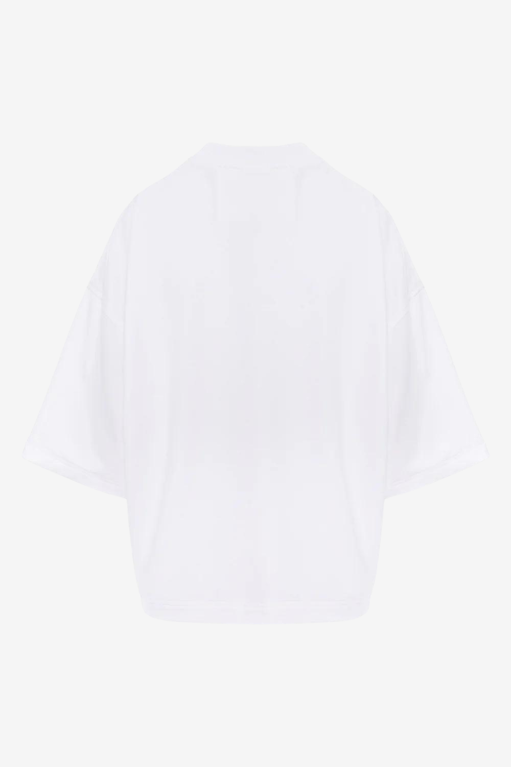 Tricou damă, alb, imprimeu Kyo Velvet, bumbac premium, croială oversized, detalii elegante (mâneci clopot).