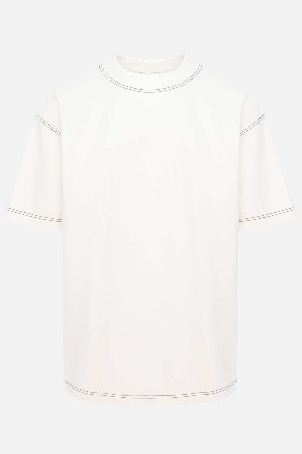 Khan Off-White T-shirt with decorative stitching