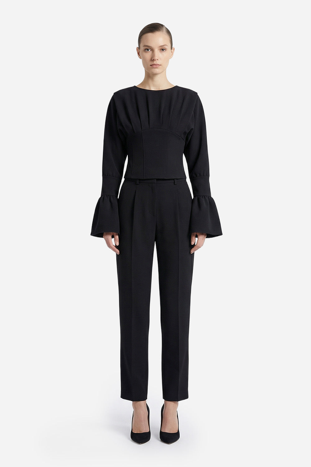 Czarna bluza z kapturem Karol z gorsetem