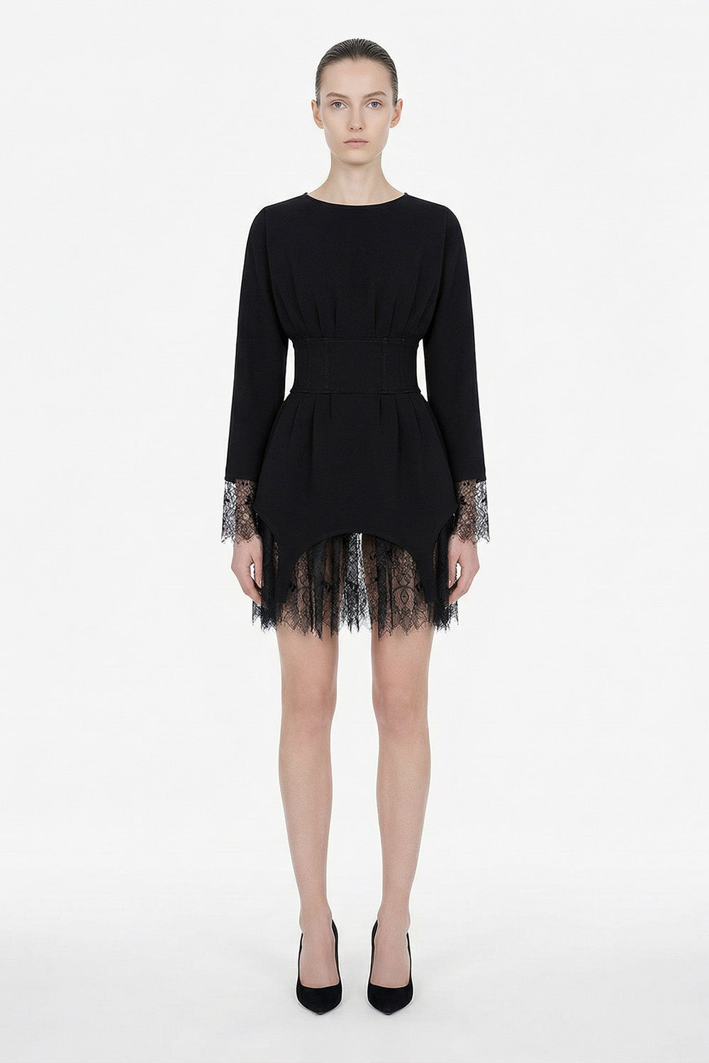 Kaya v2 black dress with lace and garter straps