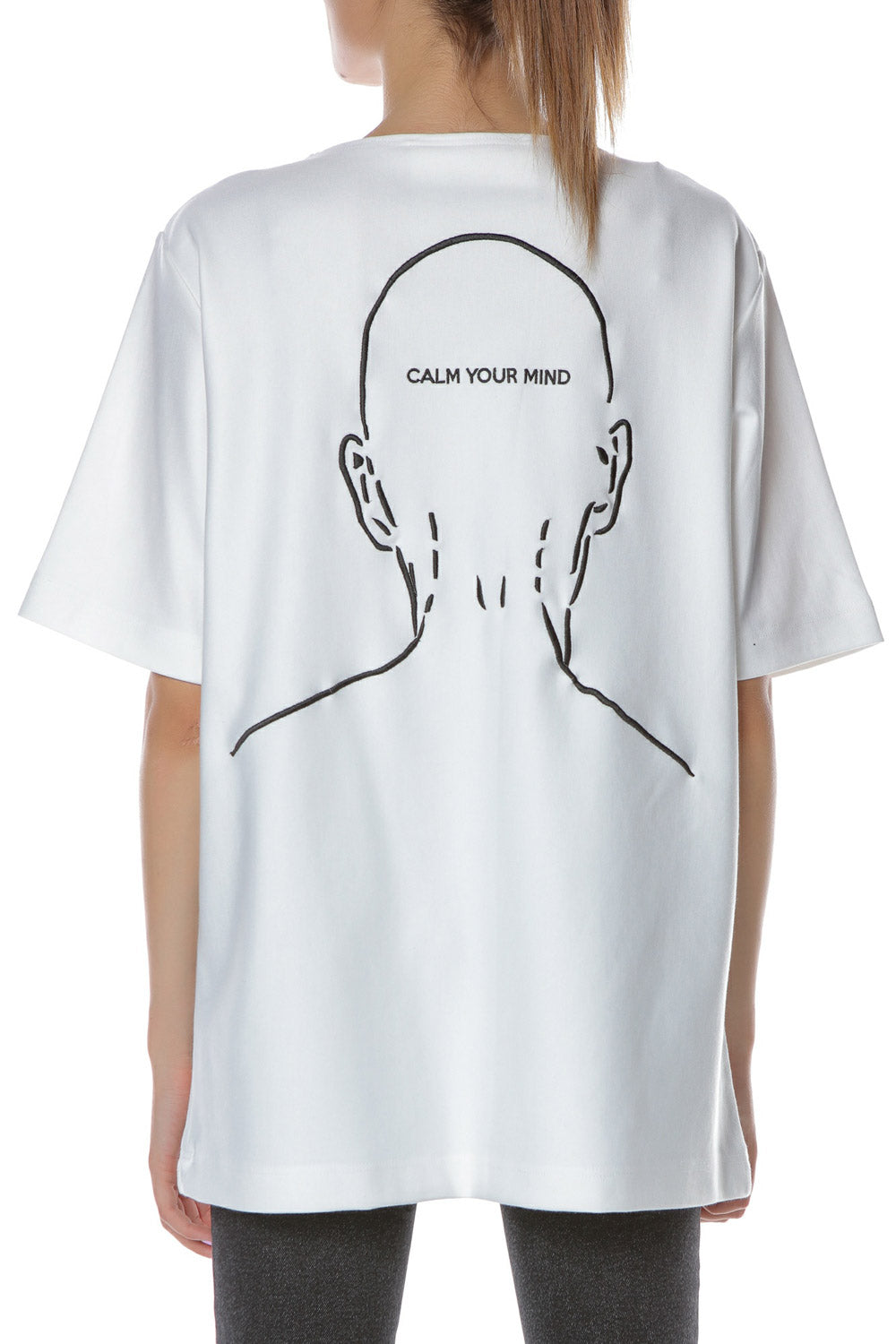 CALM embroidered W WHITE T-shirt