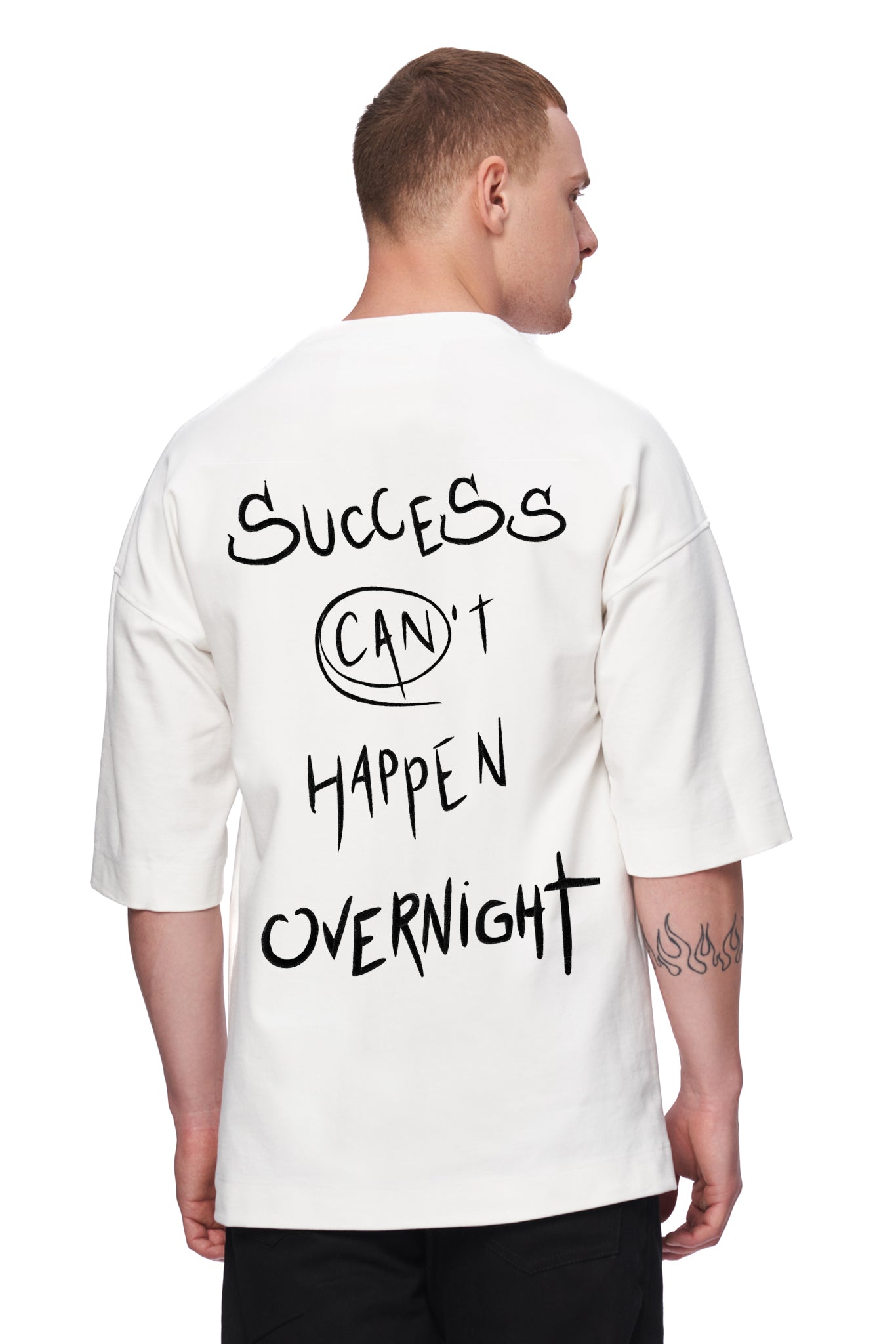SUCCESS embroidered WHITE T-shirt